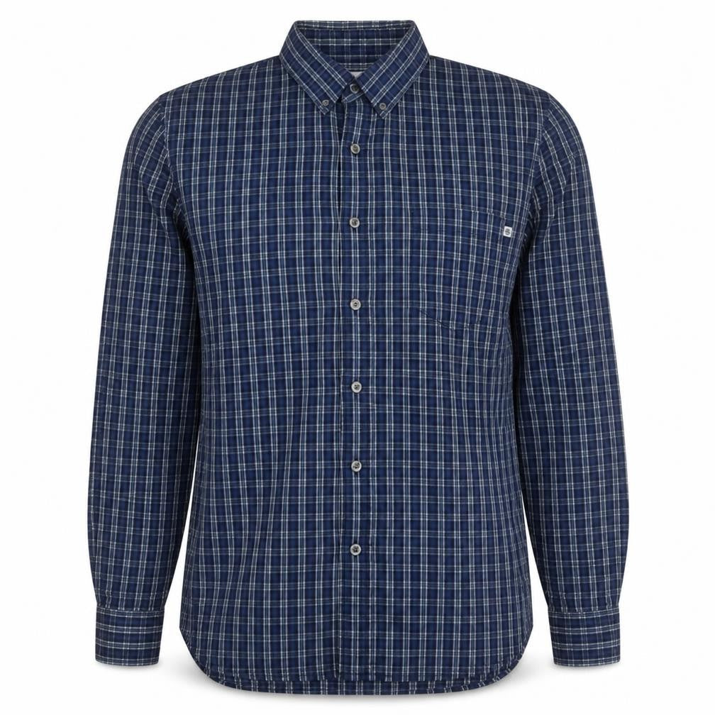 Timberland Men's Blue Check Long Sleeve Button-Up Shirt L