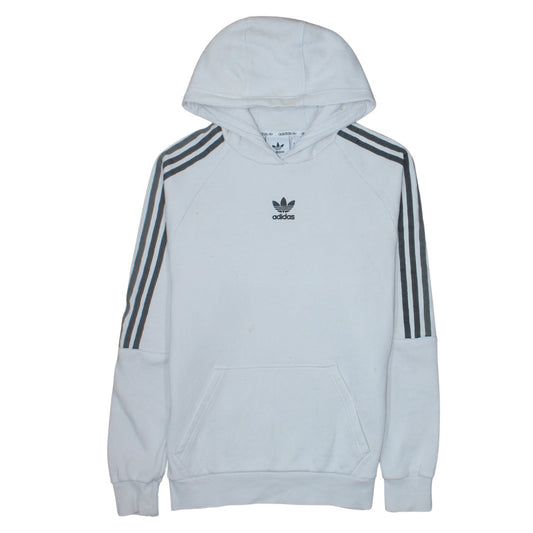 Adidas Men's White Pullover Hoodie S Trefoil Fleece Sweatshirt