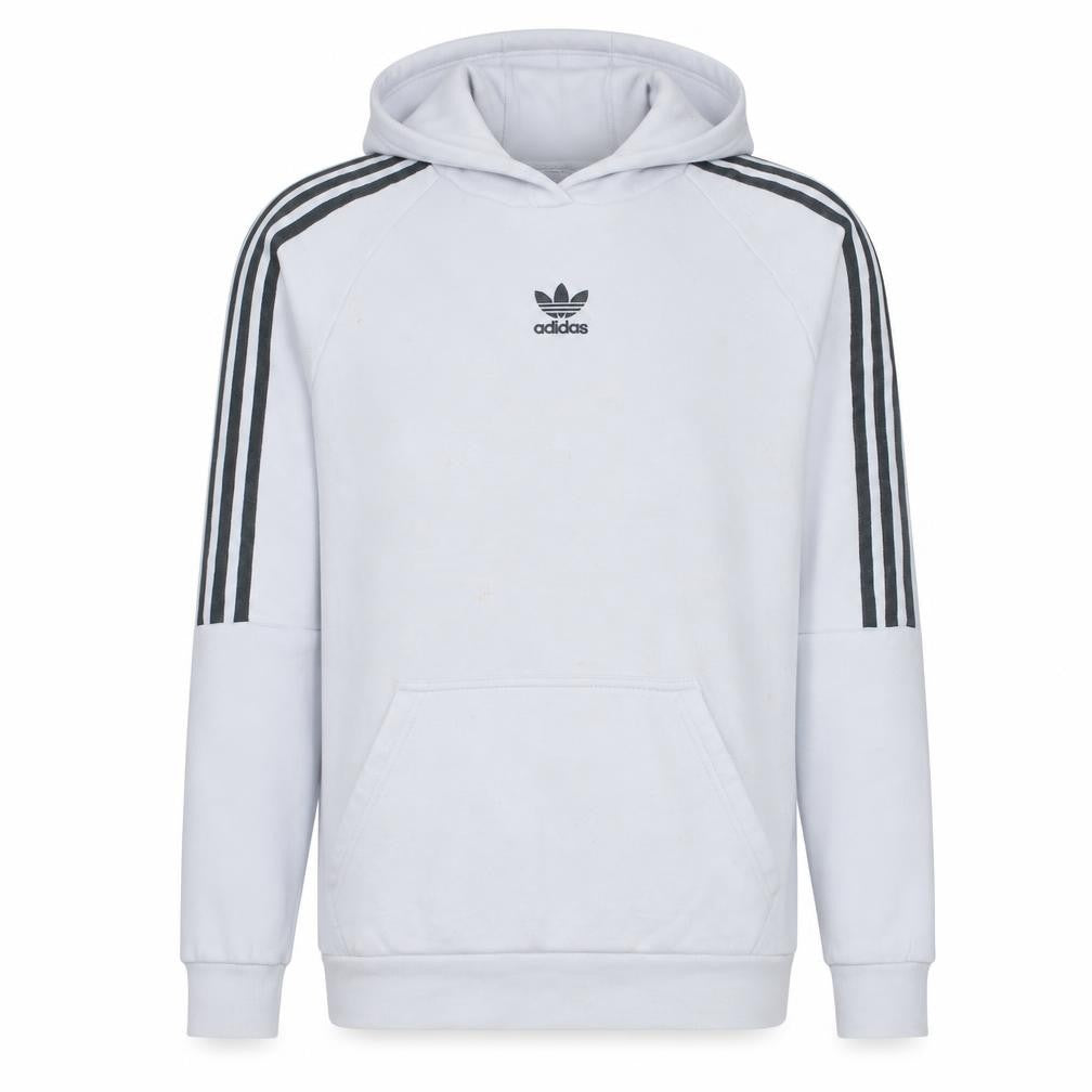 Adidas Men's White Pullover Hoodie S Trefoil Fleece Sweatshirt