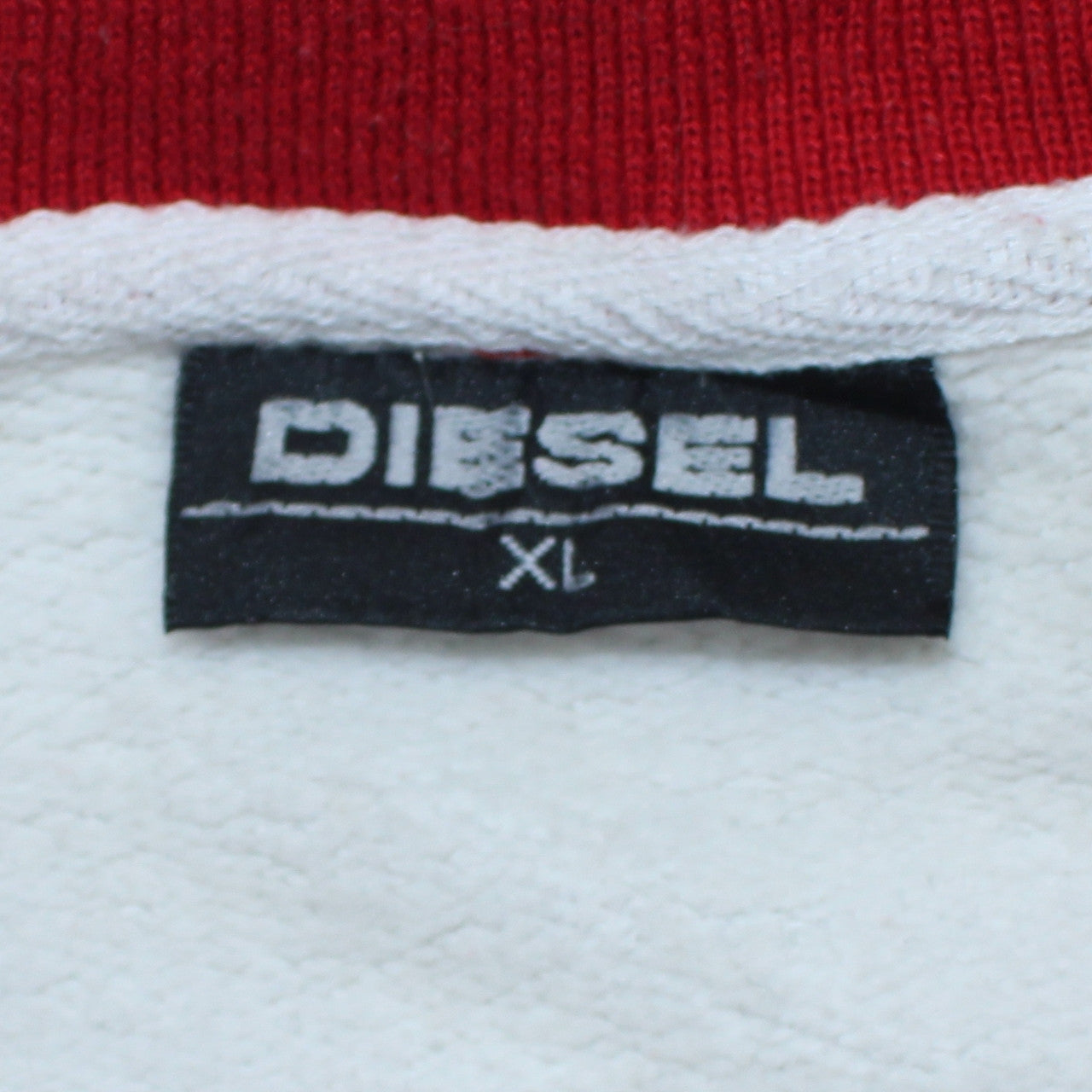 Diesel Men's White XL Full Zip Embroidered Logo Sweatshirt