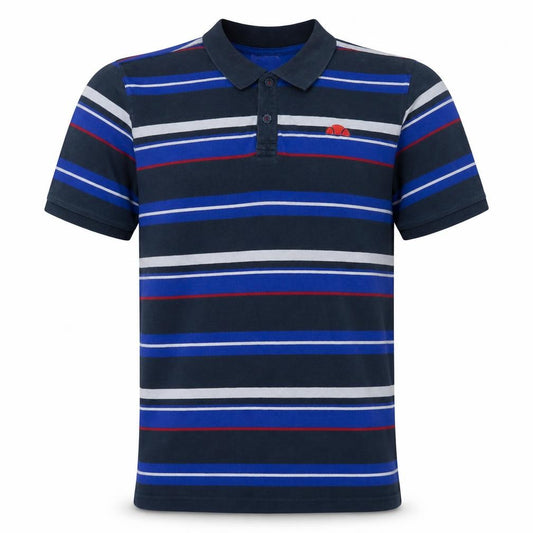 Ellesse Men's Blue Striped Cotton Polo Shirt Size M