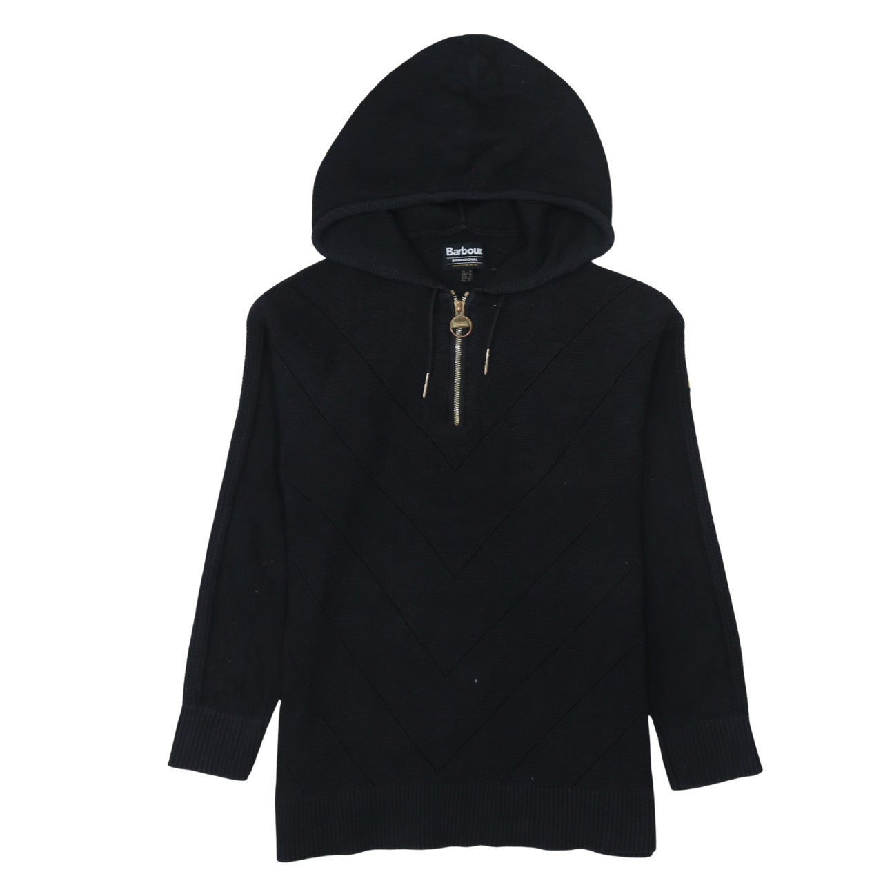 Barbour International Black Cotton Hooded Half Zip Men's Jumper S
