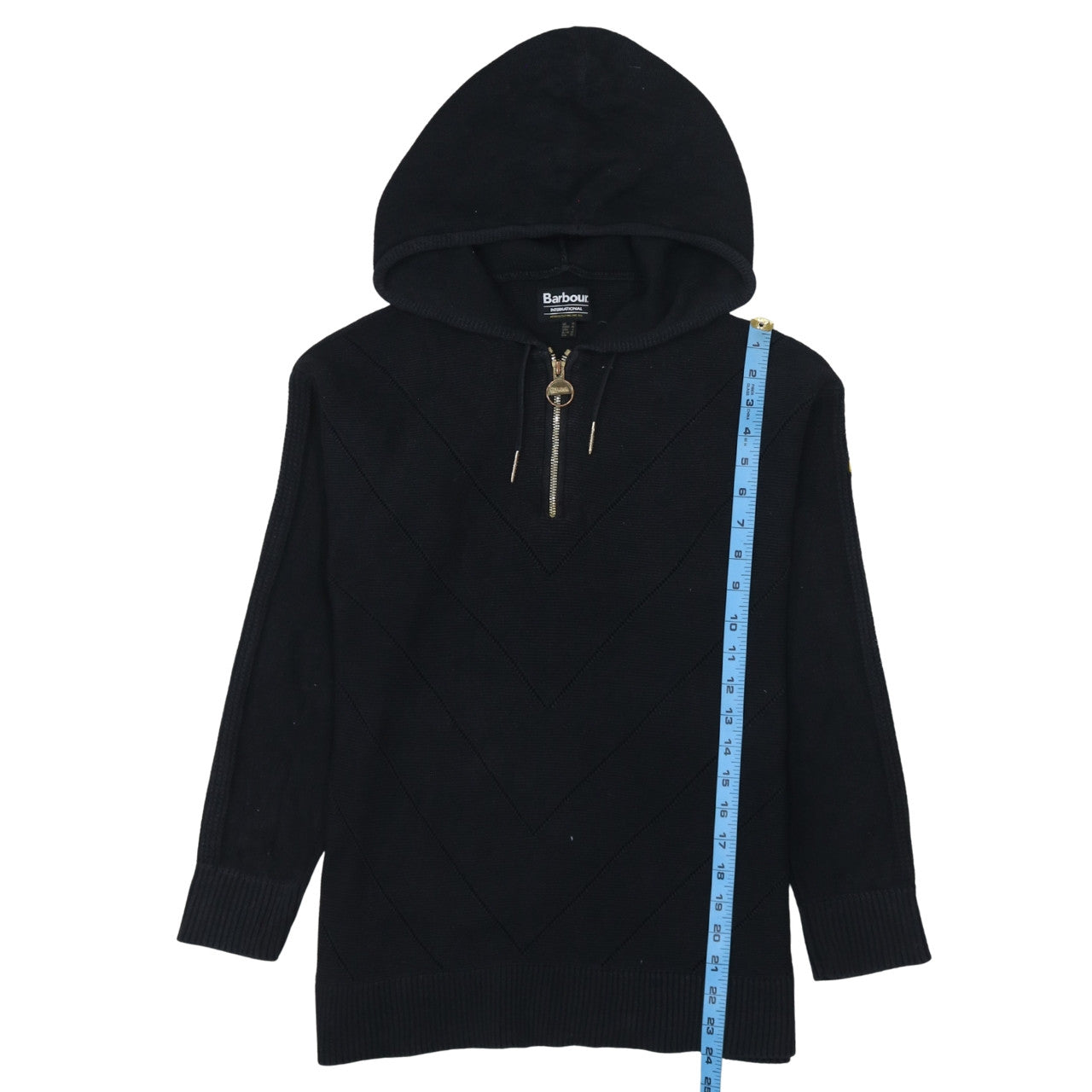 Barbour International Black Cotton Hooded Half Zip Men's Jumper S