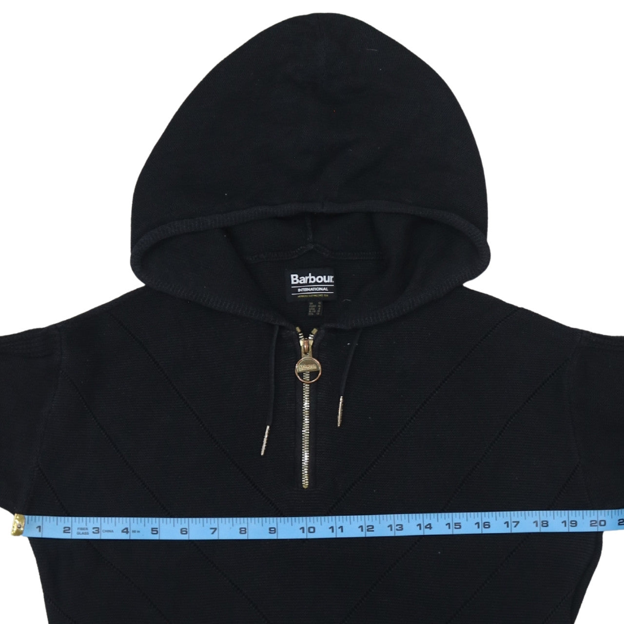 Barbour International Black Cotton Hooded Half Zip Men's Jumper S