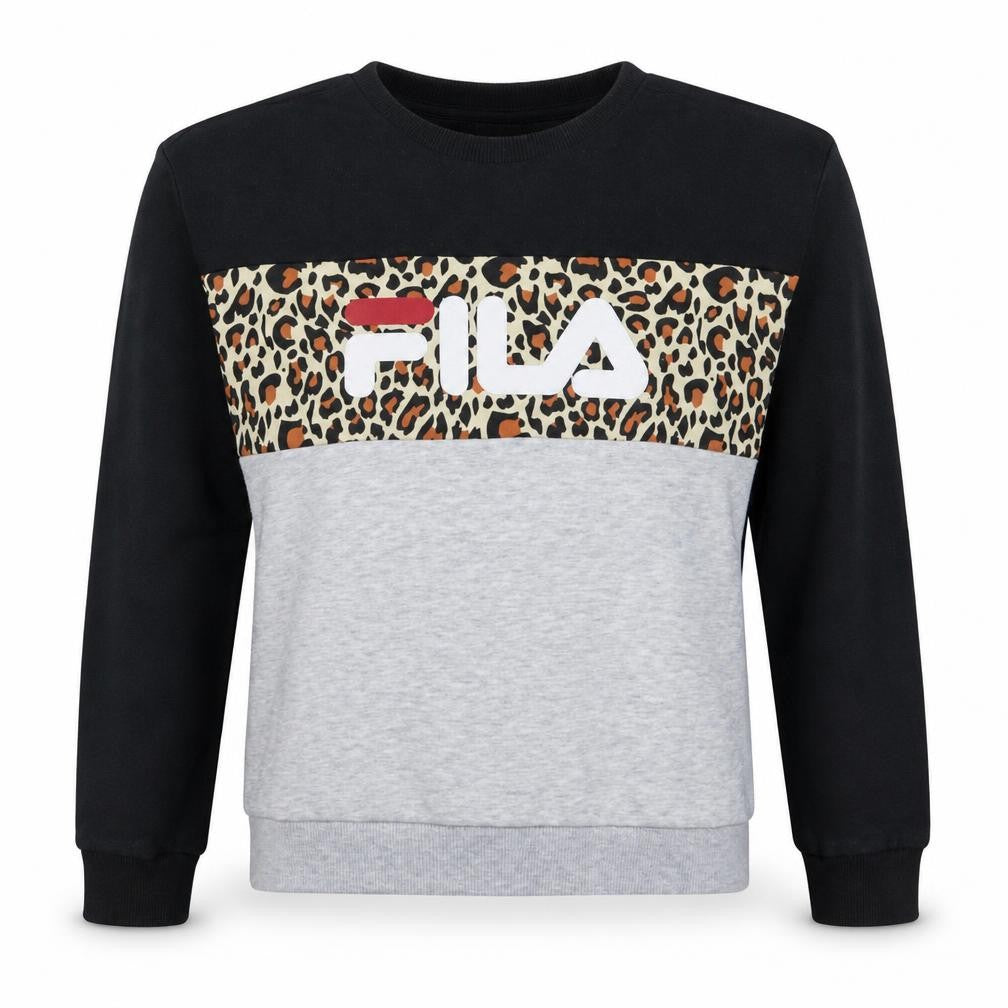 FILA Womens Black Grey Animal Print Sweatshirt Size S