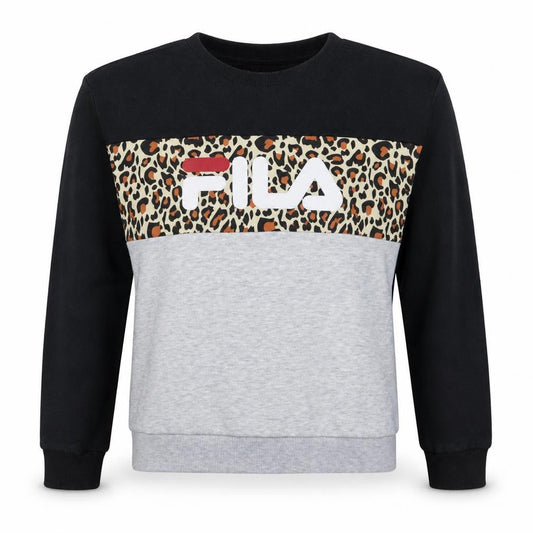 FILA Womens Black Grey Animal Print Sweatshirt Size S