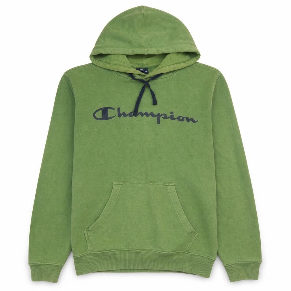 Champion Mens Green Small Pullover Hoodie with Logo Front Pocket