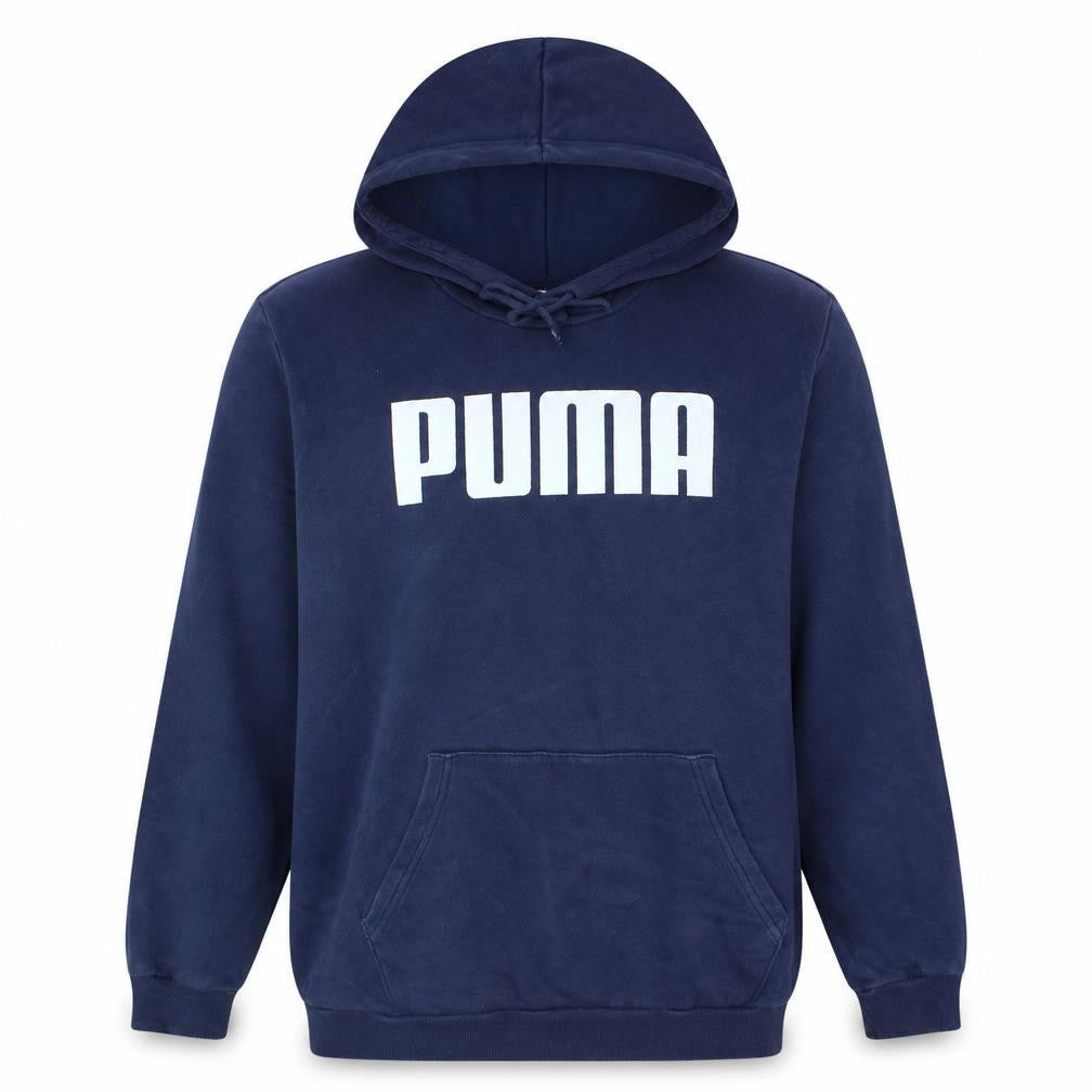 Puma Men's Blue XL Pullover Hoodie with Logo Print