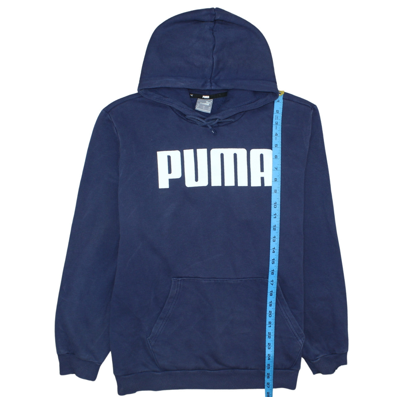 Puma Men's Blue XL Pullover Hoodie with Logo Print