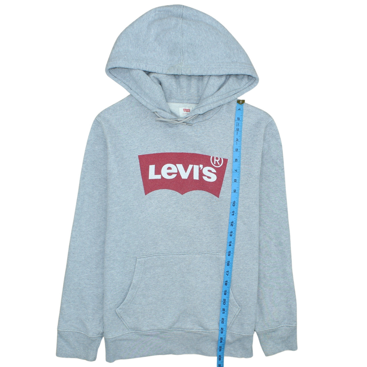 Levi's Mens Grey Logo Pullover Hoodie Size S Classic Fleece