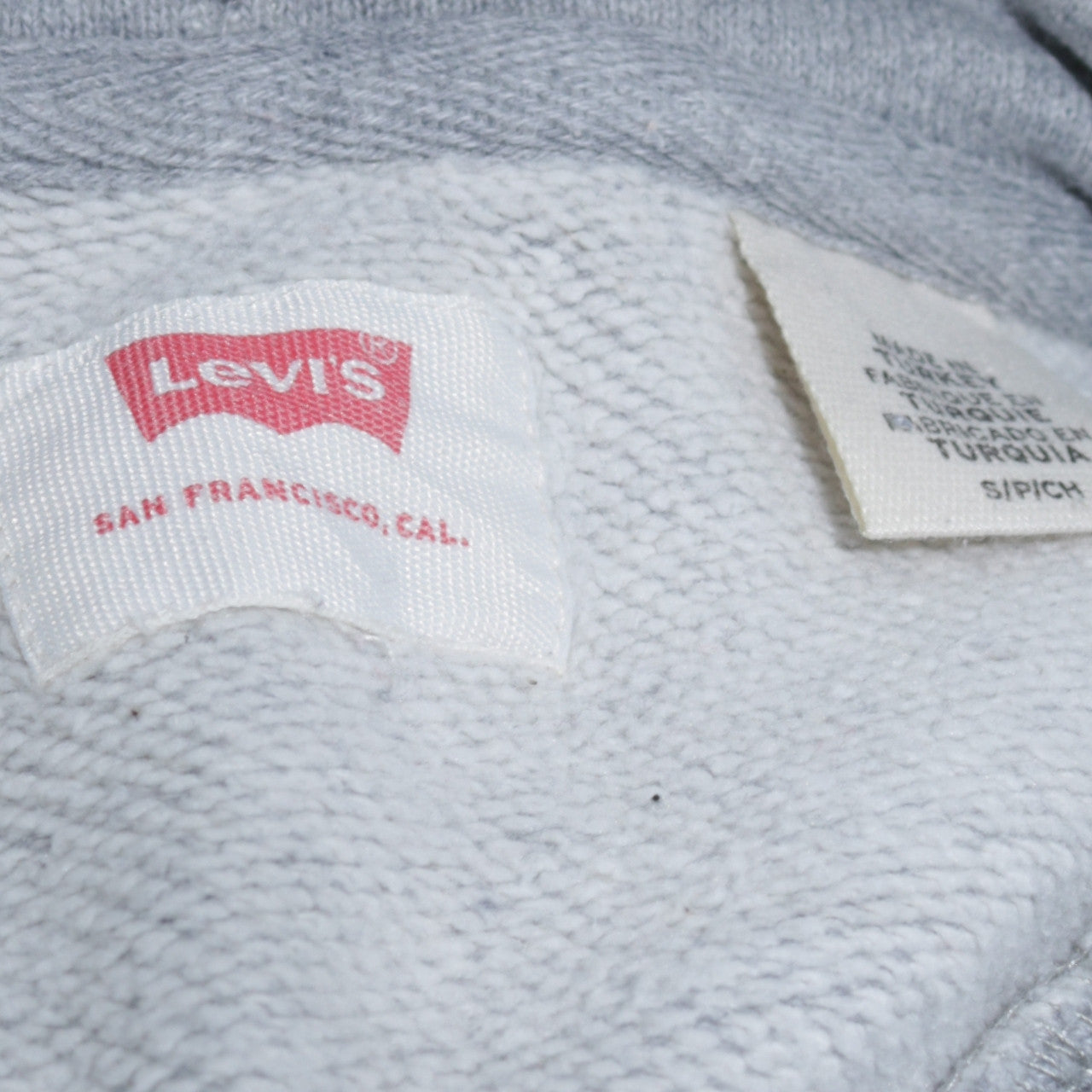 Levi's Mens Grey Logo Pullover Hoodie Size S Classic Fleece