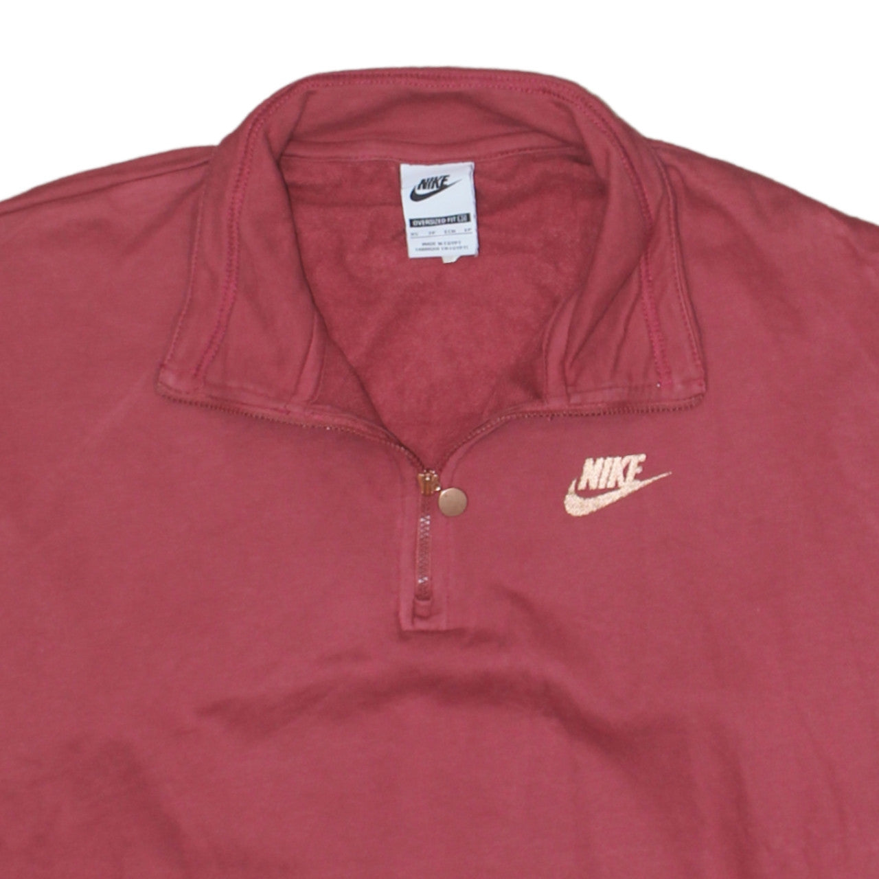 Nike Womens Red XS 1/4 Zip Oversized Sweatshirt Pullover
