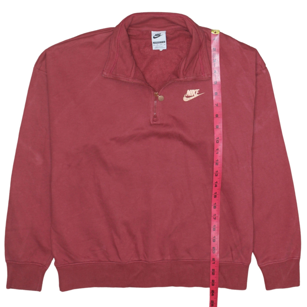Nike Womens Red XS 1/4 Zip Oversized Sweatshirt Pullover