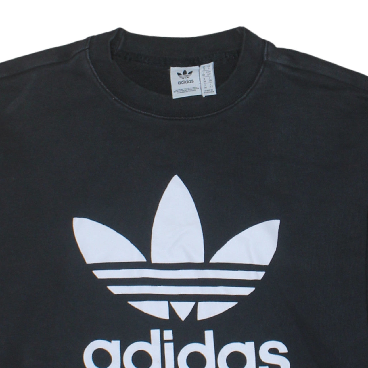 Adidas Women Black Crew Neck Pullover Sweatshirt UK 10 Logo Print