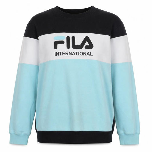 Fila Womens Black Blue Colourblock Logo Sweatshirt Size 16