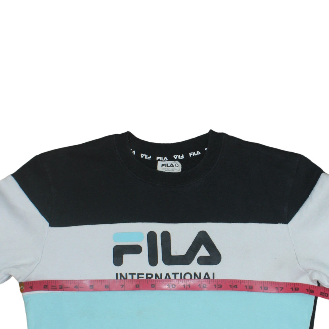 Fila Womens Black Blue Colourblock Logo Sweatshirt Size 16