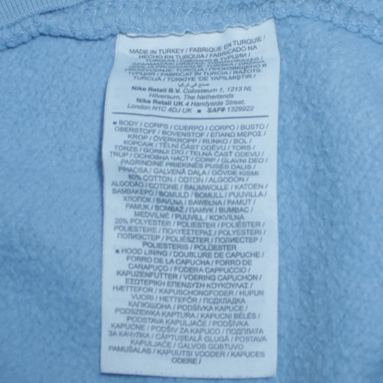 Nike Men's Blue Pullover Hoodie Small Logo Fleece Sportswear
