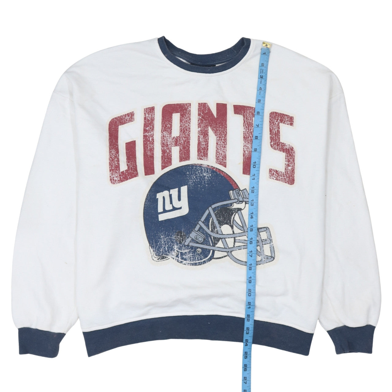 Primark NFL Womens White Blue Medium Pullover Sweatshirt Giants Logo