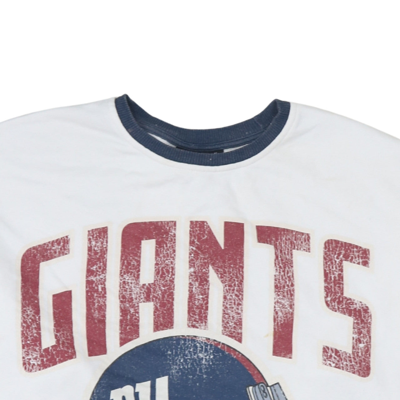 Primark NFL Womens White Blue Medium Pullover Sweatshirt Giants Logo