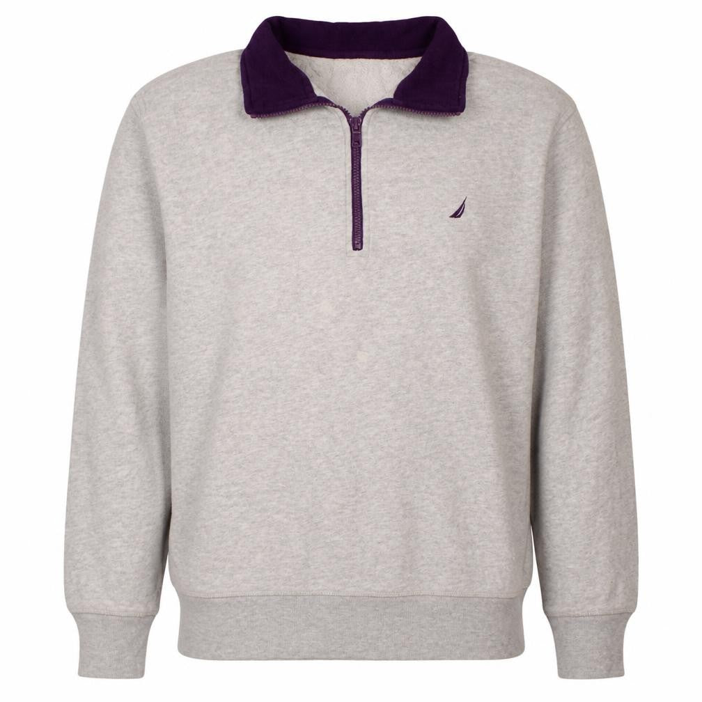 Nautica Men's Grey 1/4 Zip Fleece Sweatshirt XL Classic Style