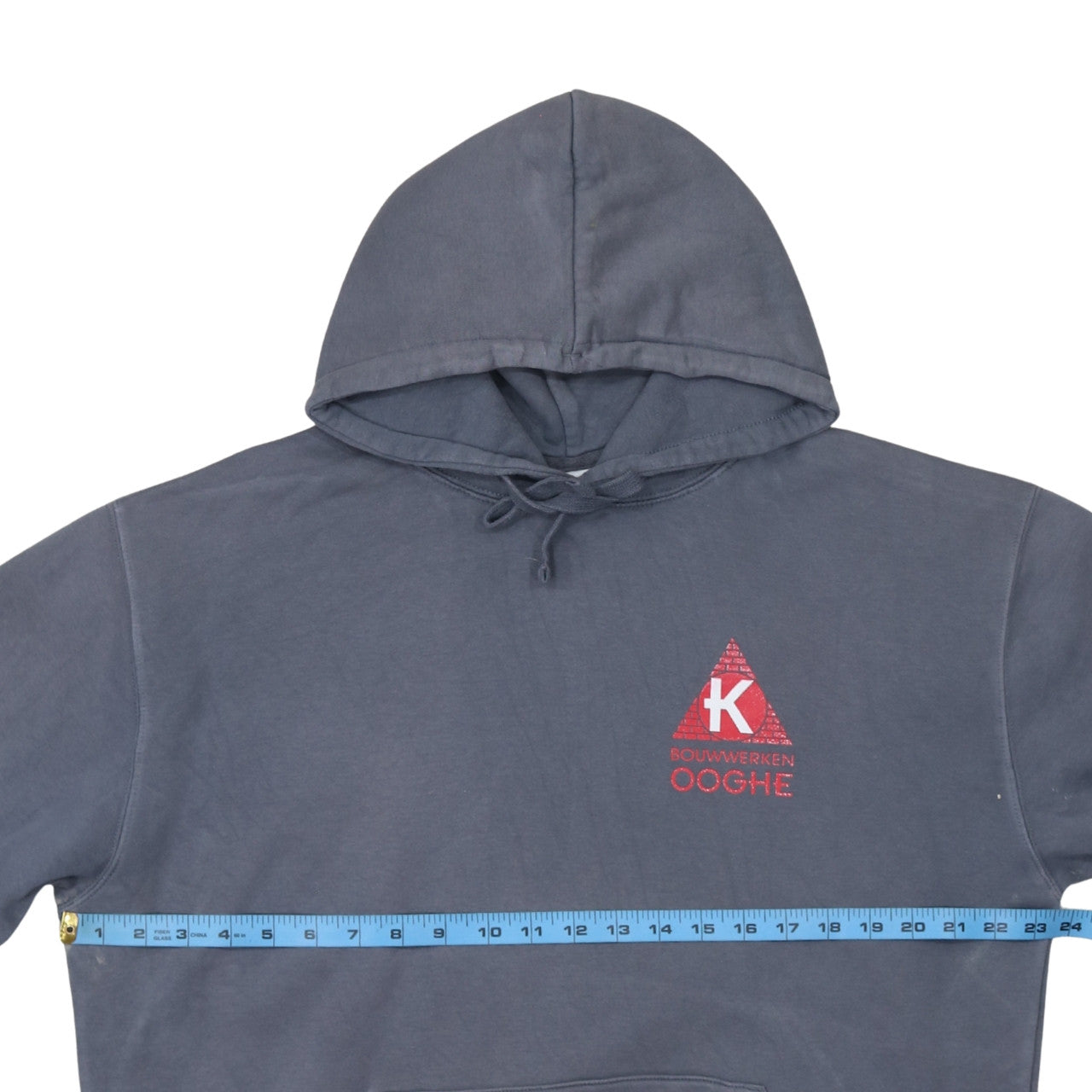 Russell Men’s Grey Pullover Hoodie L Embroidered Logo Fleece