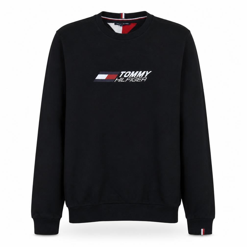 Tommy Hilfiger Men's Black 2XL Crew Neck Logo Sweatshirt