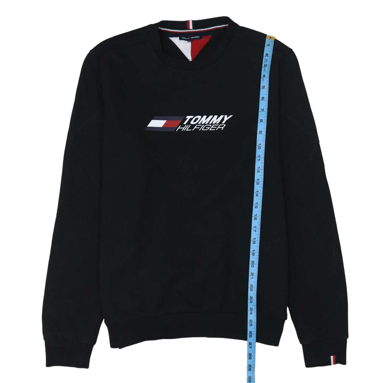 Tommy Hilfiger Men's Black 2XL Crew Neck Logo Sweatshirt