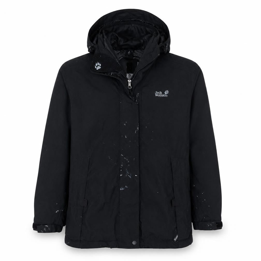 Jack Wolfskin Unisex Black L Waterproof Parka Jacket Hooded Outdoor