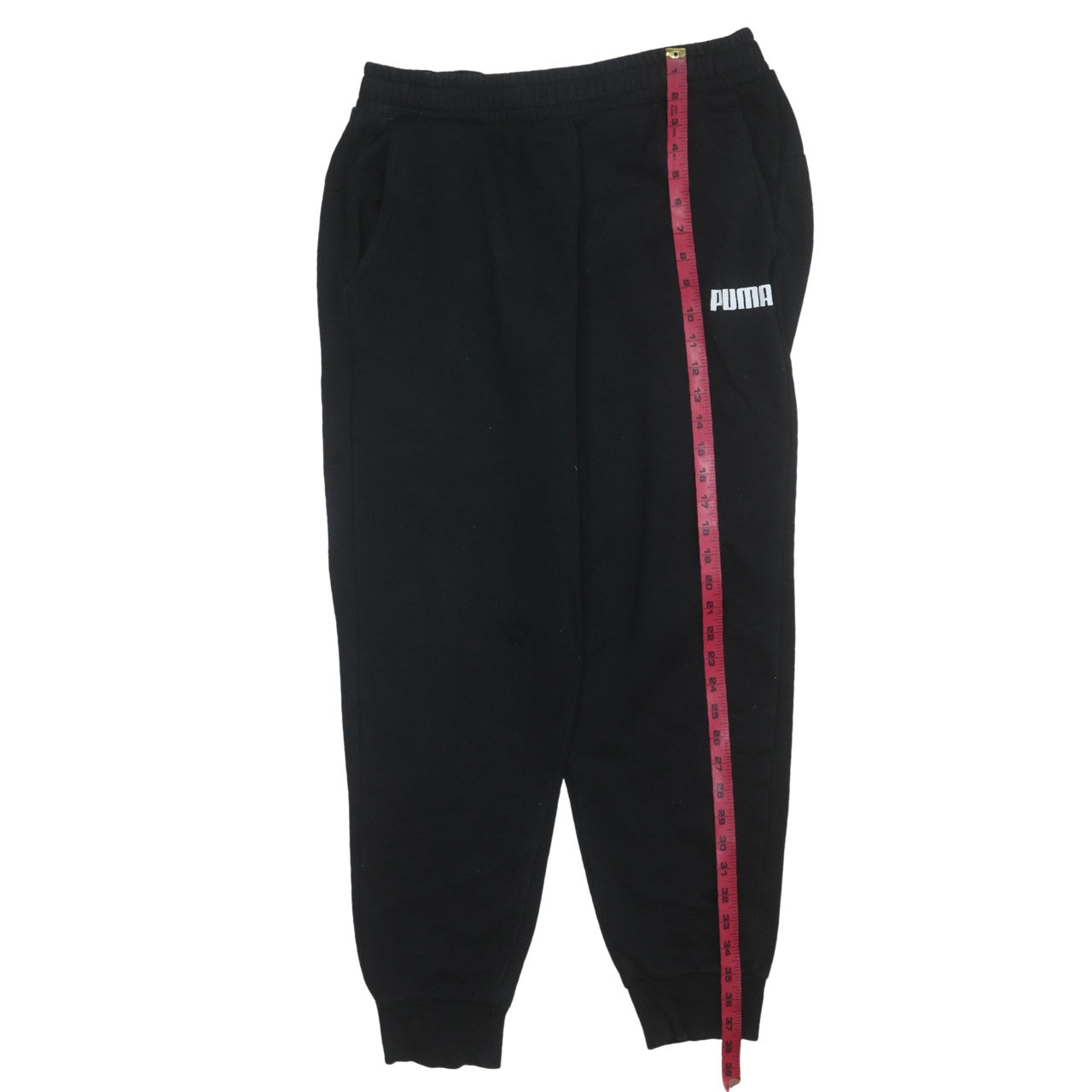 Puma Women Black L Sweatpants Elastic Waist Fleece Joggers