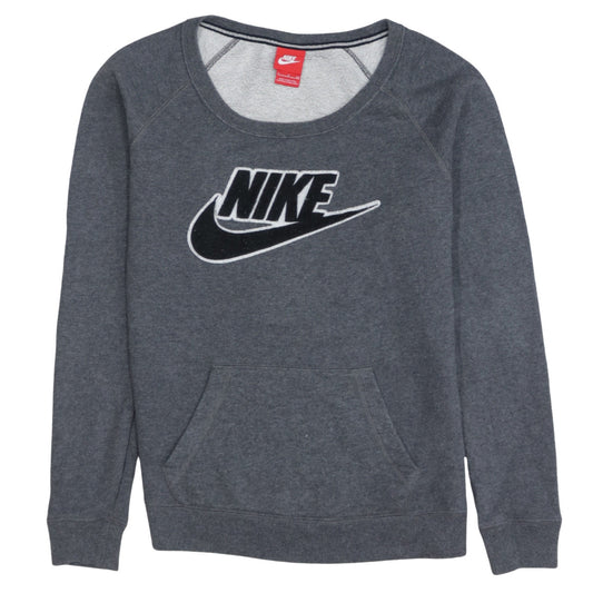 Nike Mens Grey Small Pullover Sweatshirt Logo Crew Neck