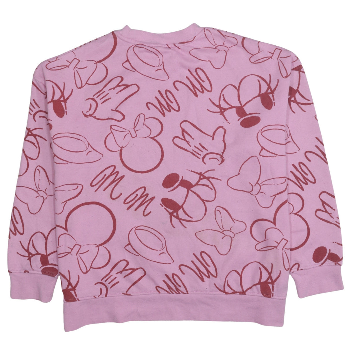Back view of Disney Women Pink Minnie Mouse Print Pullover Sweatshirt L