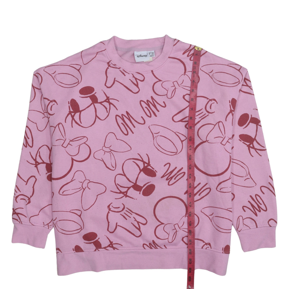 Close-up detail of Disney Women Pink Minnie Mouse Print Pullover Sweatshirt L