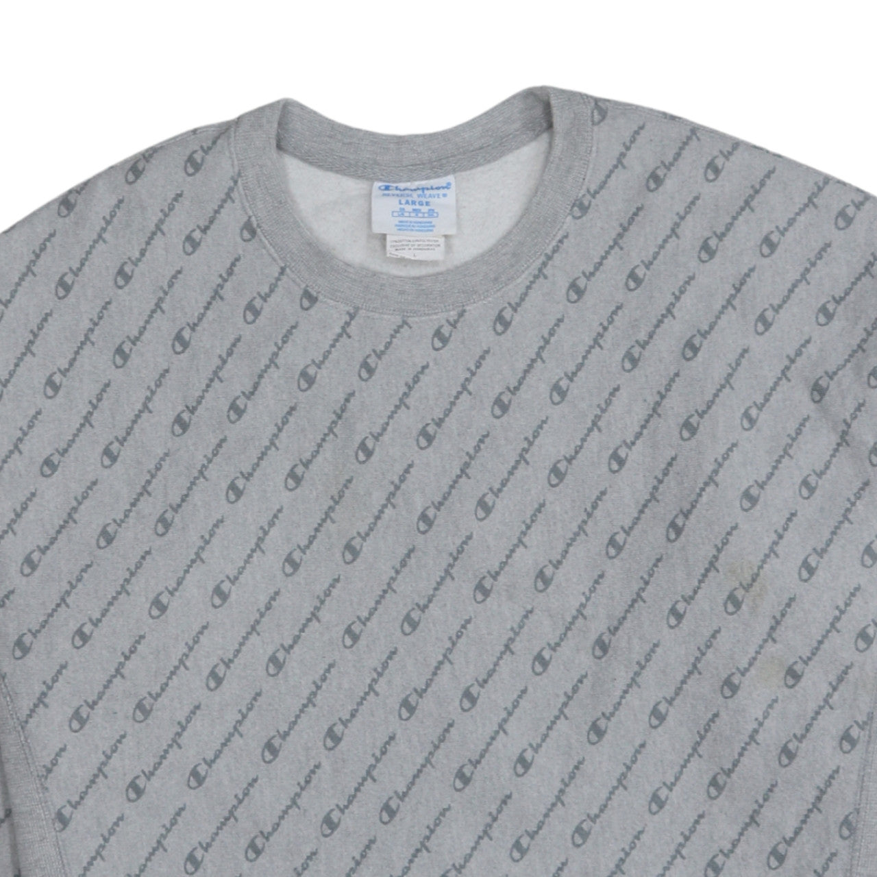 Champion Men's Grey Reverse Weave Logo Pullover Sweatshirt Size L