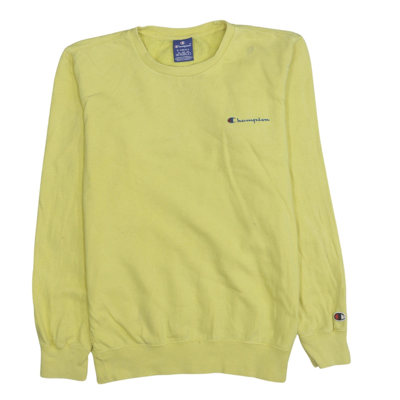 Champion Women's Yellow XS Pullover Sweatshirt Crew Neck Long Sleeve