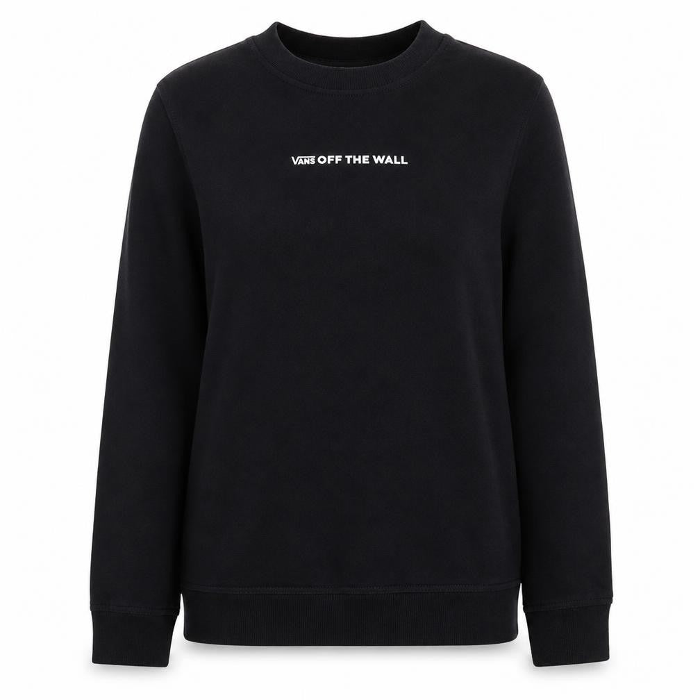 Vans Womens Black Small Pullover Sweatshirt Off The Wall Logo