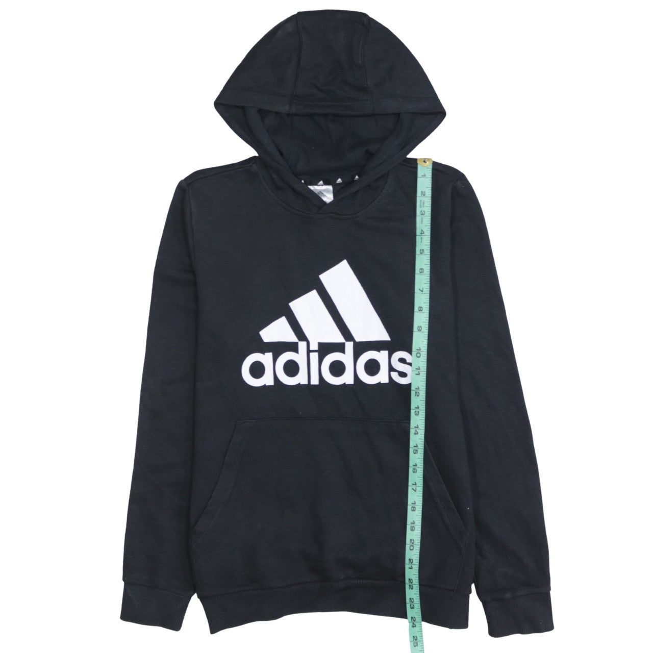 Adidas Boys Black Pullover Hoodie 13-14 Years Cotton Blend Logo Print