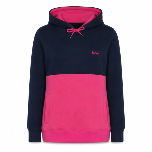 Lee Cooper Women Navy Pink Pullover Hoodie Size 16 Cotton Blend