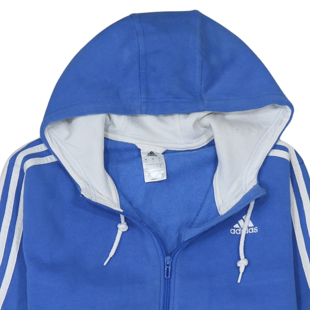 Adidas Men's Blue Full Zip Hoodie Size L Sports Fleece Jacket