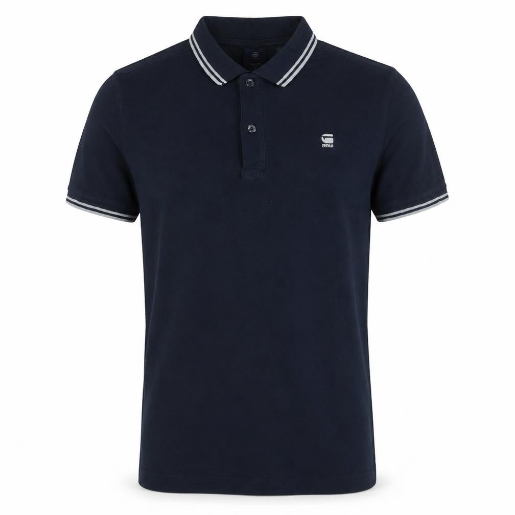 G-Star RAW Men's Blue Dunda Slim Stripe Polo Shirt Size M