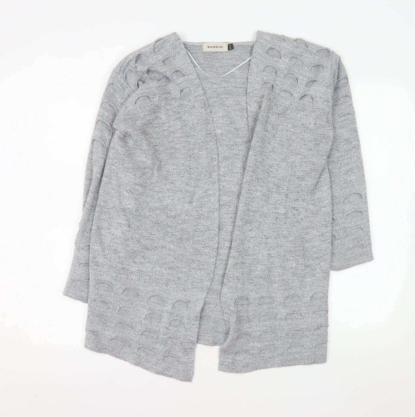 Bassini Women's Grey Knit Long Sleeve Open Cardigan Size M