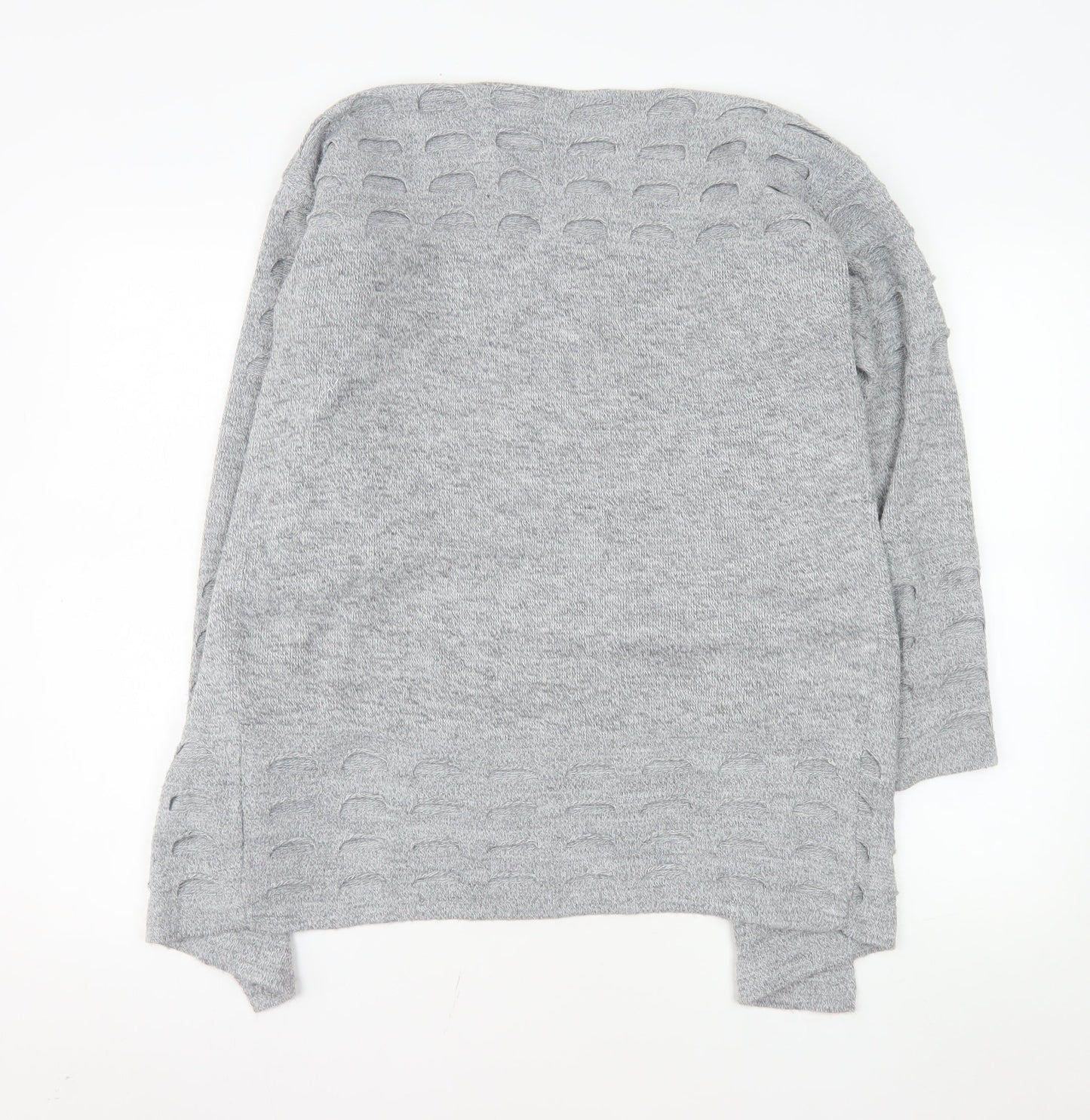 Bassini Women's Grey Knit Long Sleeve Open Cardigan Size M