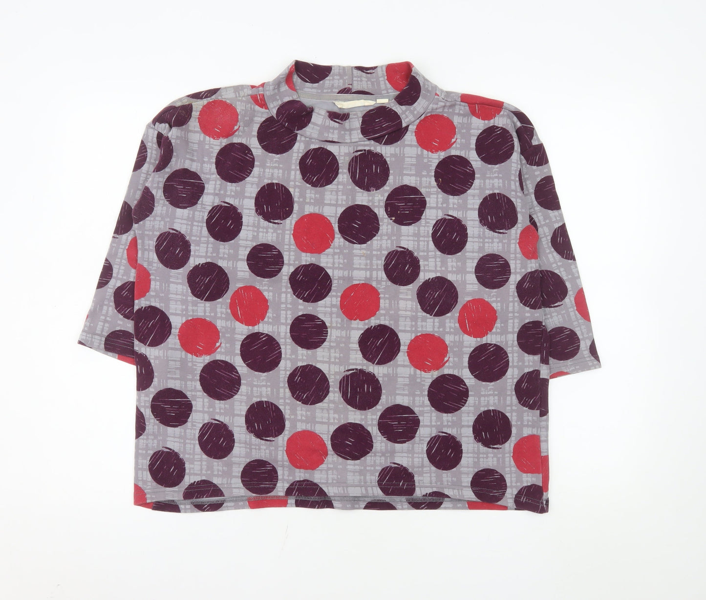 Lily & Me Women's Multicoloured Polka Dot Mock Neck T-Shirt Size 14
