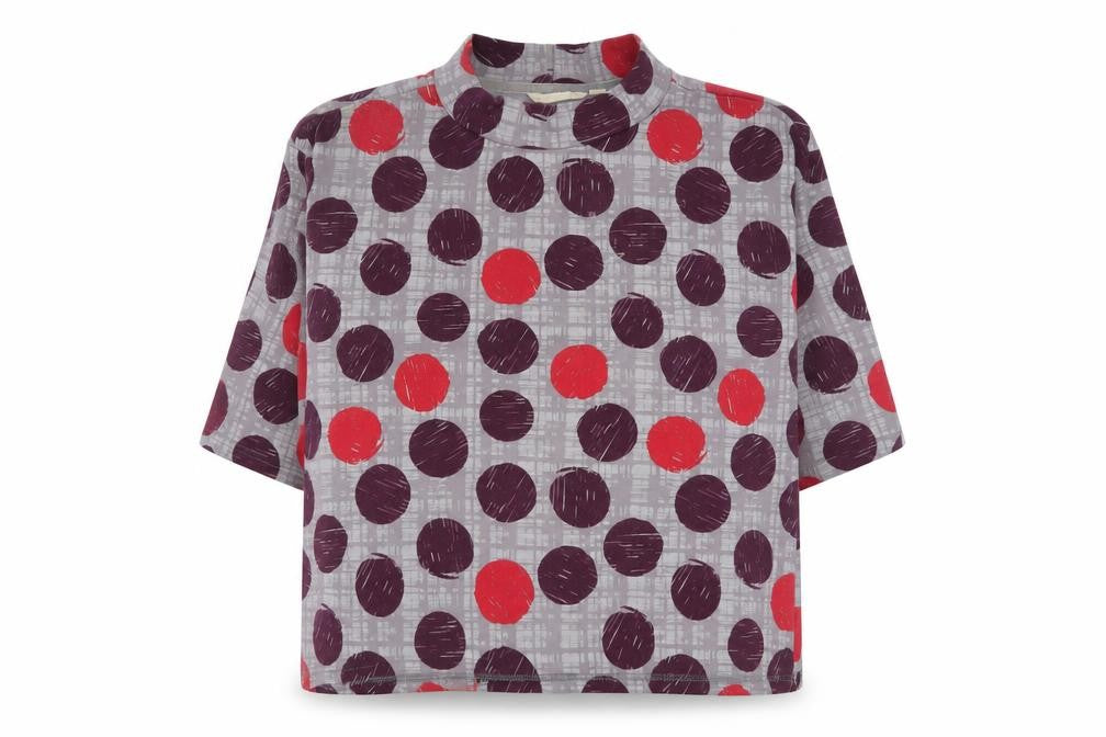 Lily & Me Women's Multicoloured Polka Dot Mock Neck T-Shirt Size 14