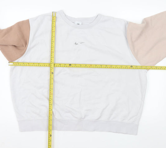 Nike Women’s Beige & White Colourblock Crew Neck Sweatshirt XL Loose Fit
