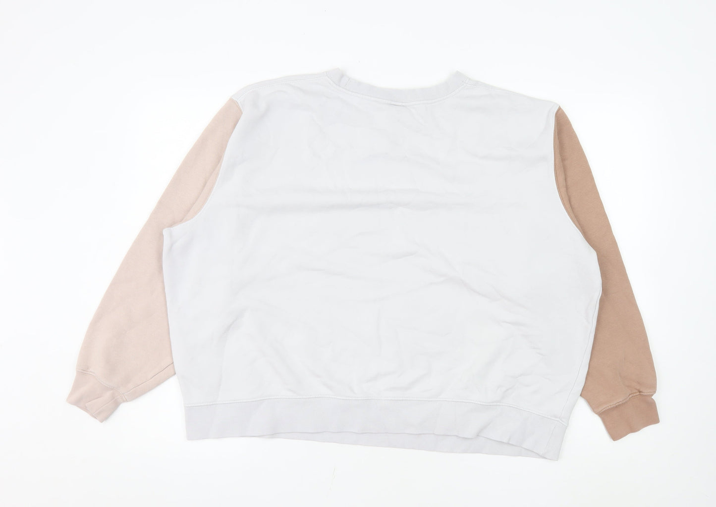 Nike Women’s Beige & White Colourblock Crew Neck Sweatshirt XL Loose Fit