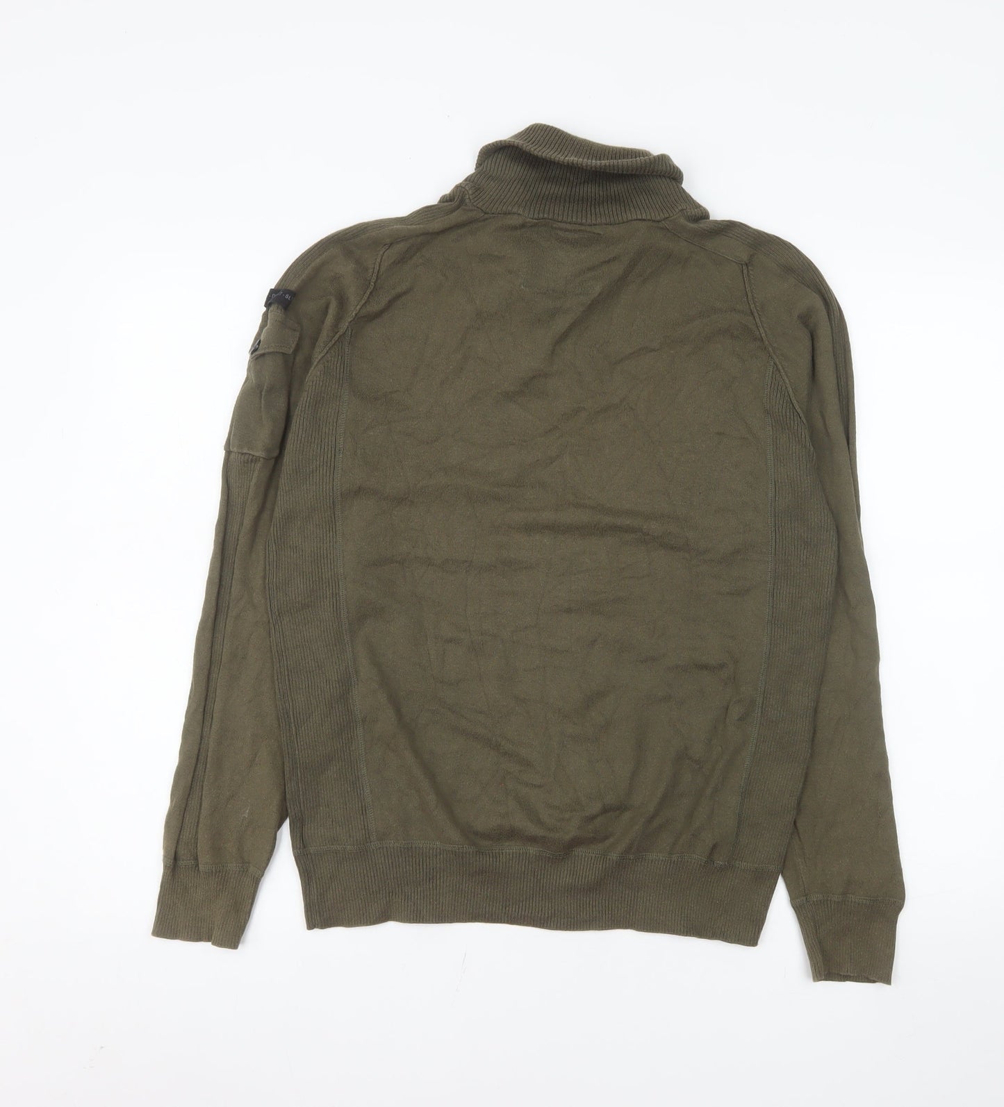 Next Men's Green Roll Neck Cotton Blend Pullover Jumper Size M