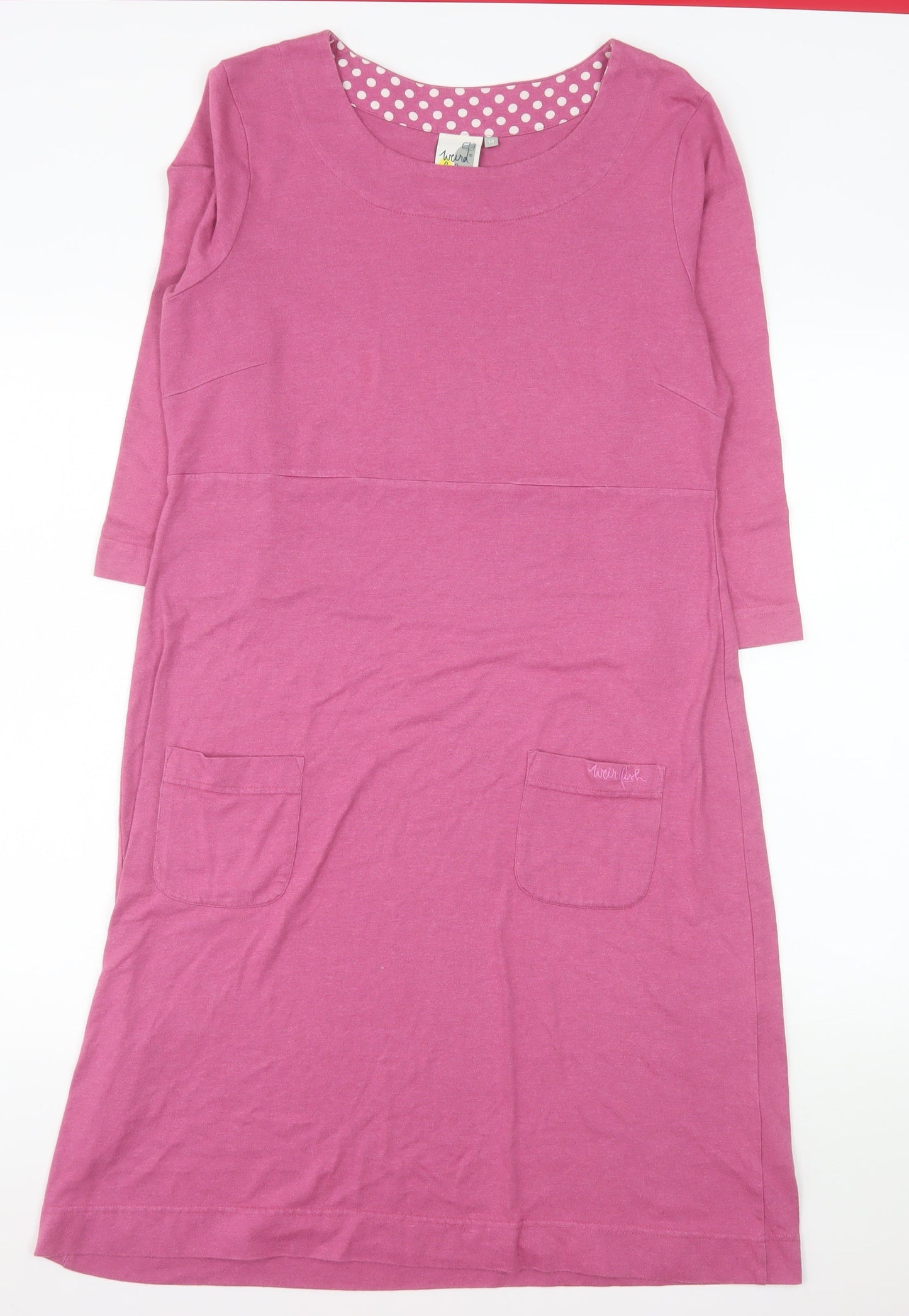 Weird Fish Womens Pink Size 14 Shift Knee Length Dress