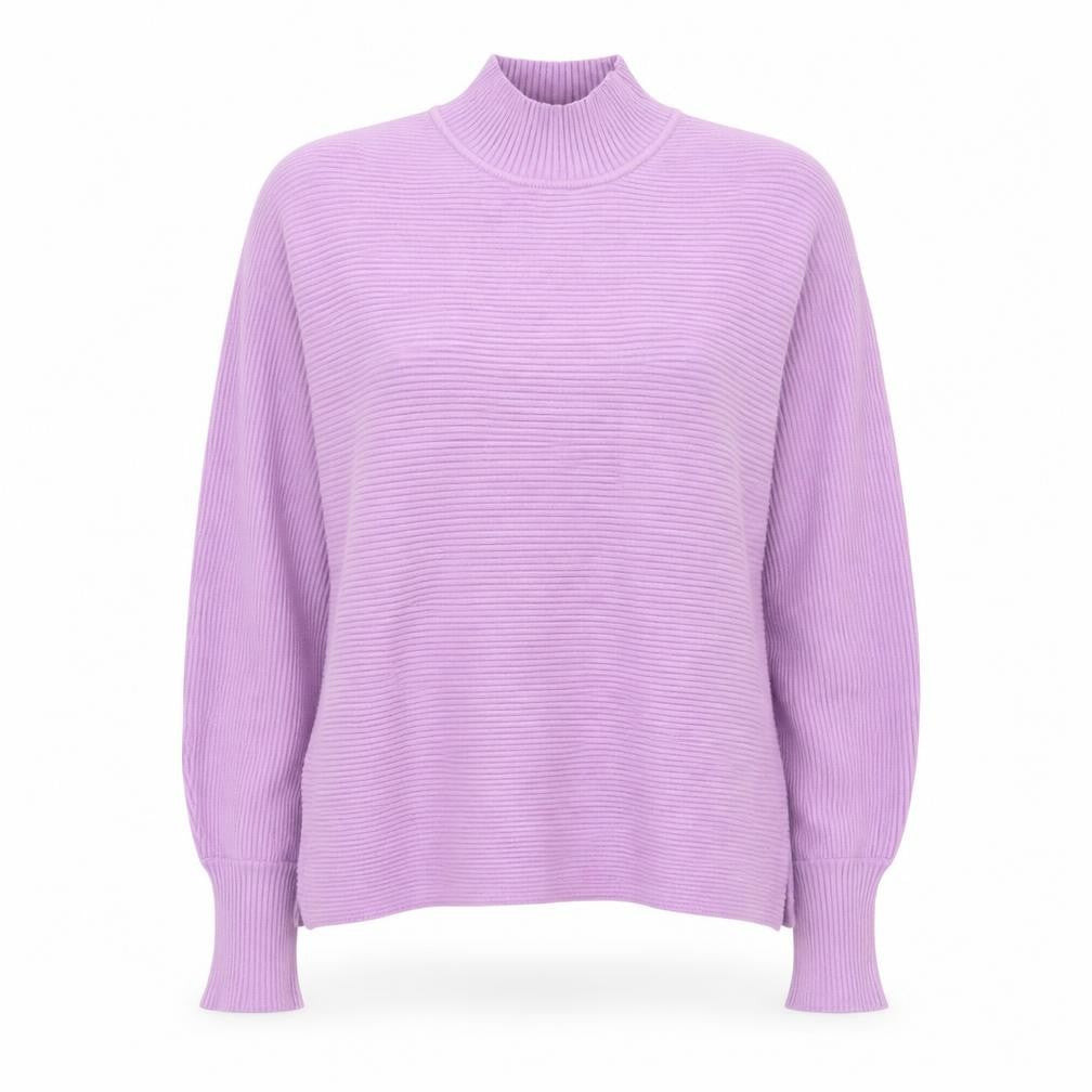 Bershka Women Purple Mock Neck Ribbed Knit Jumper Size L