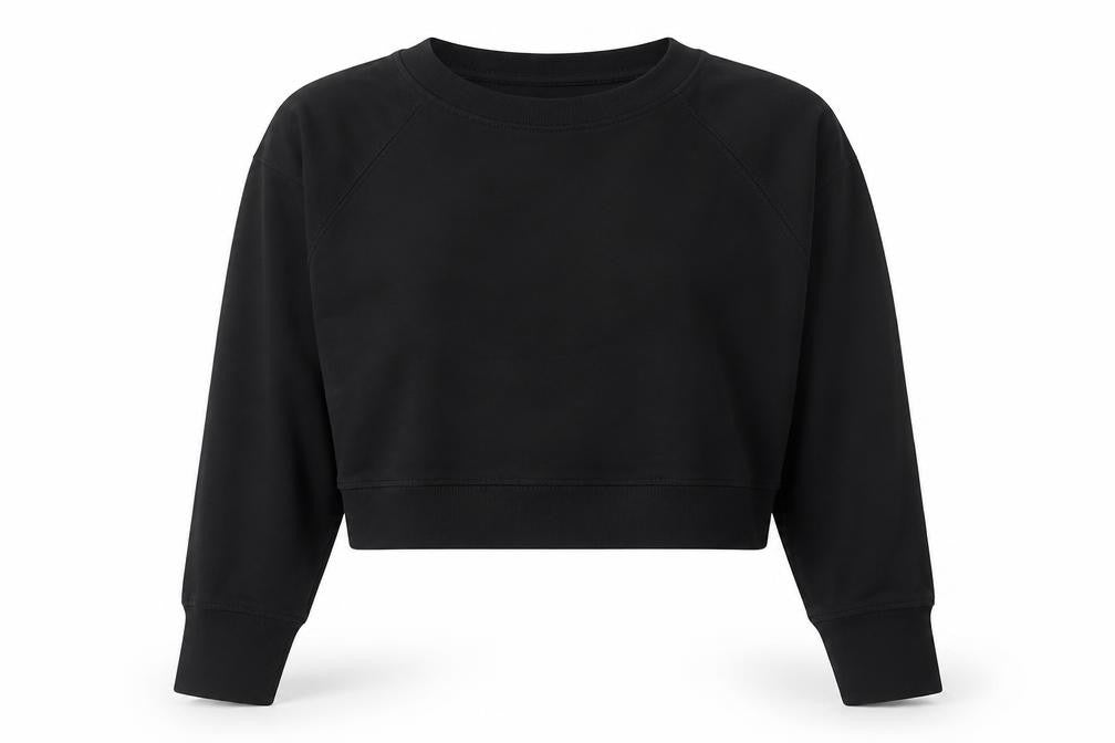 Sweaty Betty Women's Black Cropped Long Sleeve Jersey Top Size S