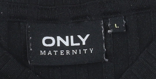ONLY Maternity Black Mock Neck Long Sleeve Jersey Top Size L